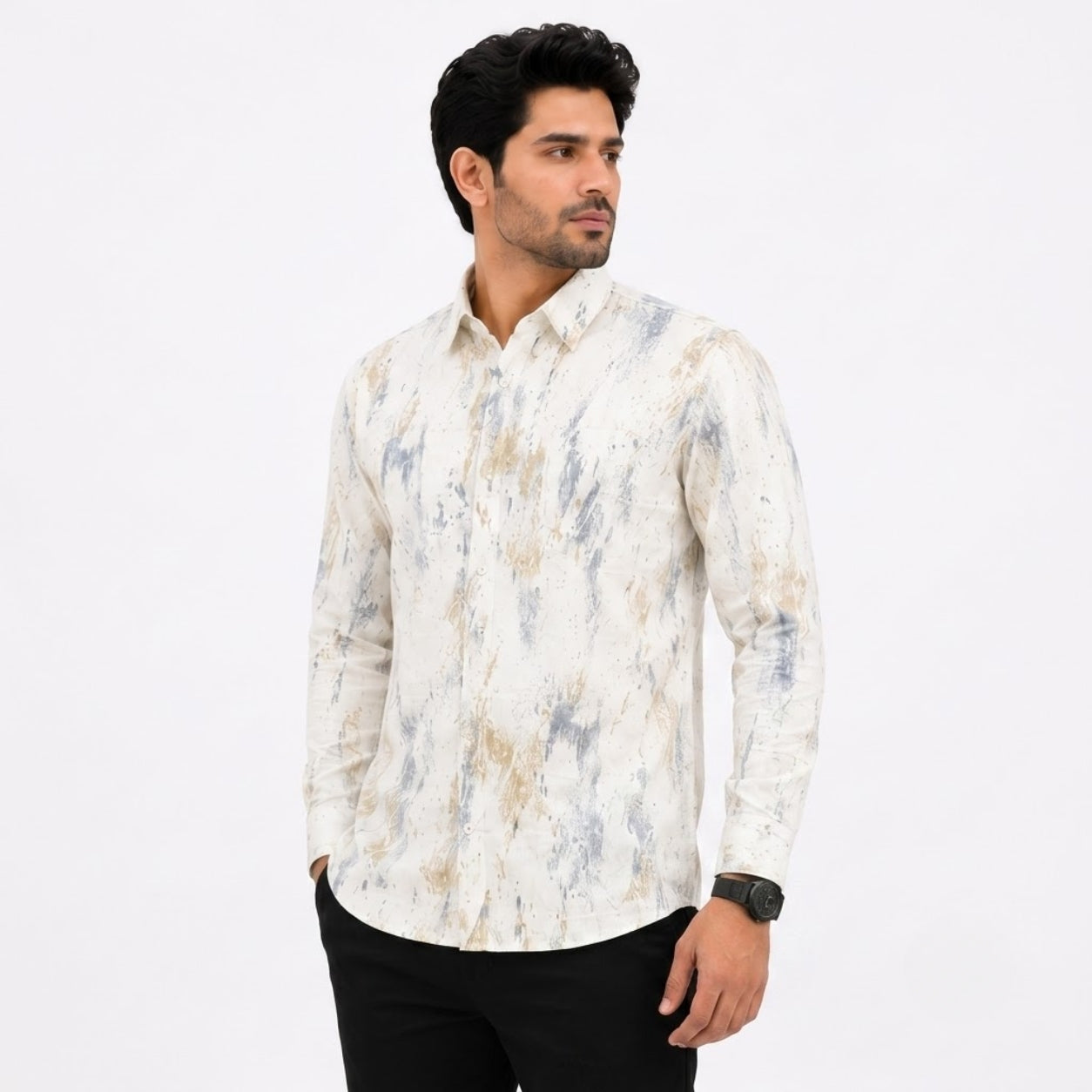 XC-8224 WHITE GREY SHADED SHIRT