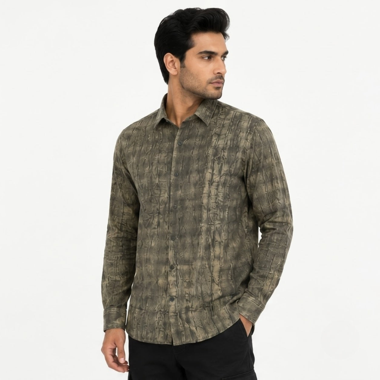 XC-6339 GREEN IMPORTED FABRIC SHIRT