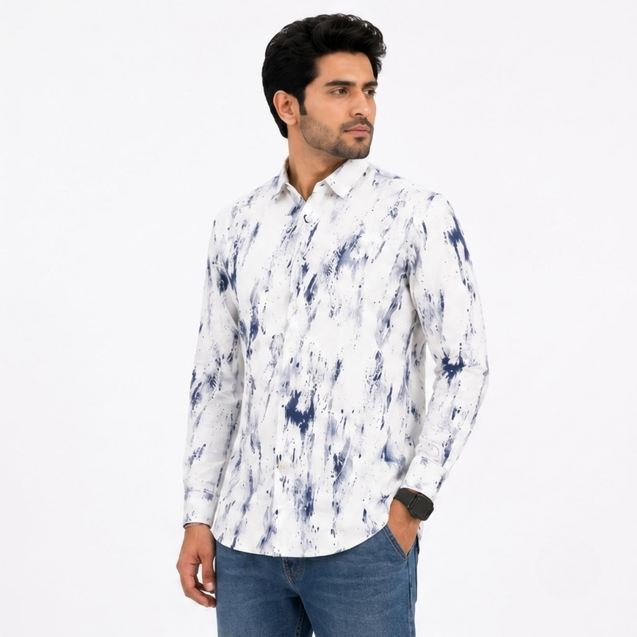 XC-8224 WHITE BLUE SHADED SHIRT