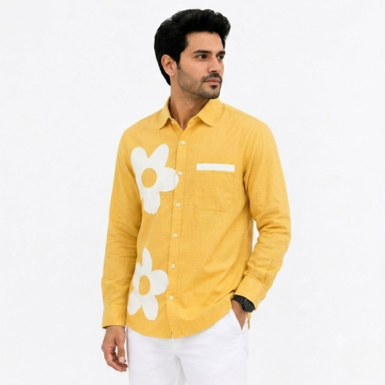 BS-965 FLOWER CREATION LINAN YELLOW SHIRT
