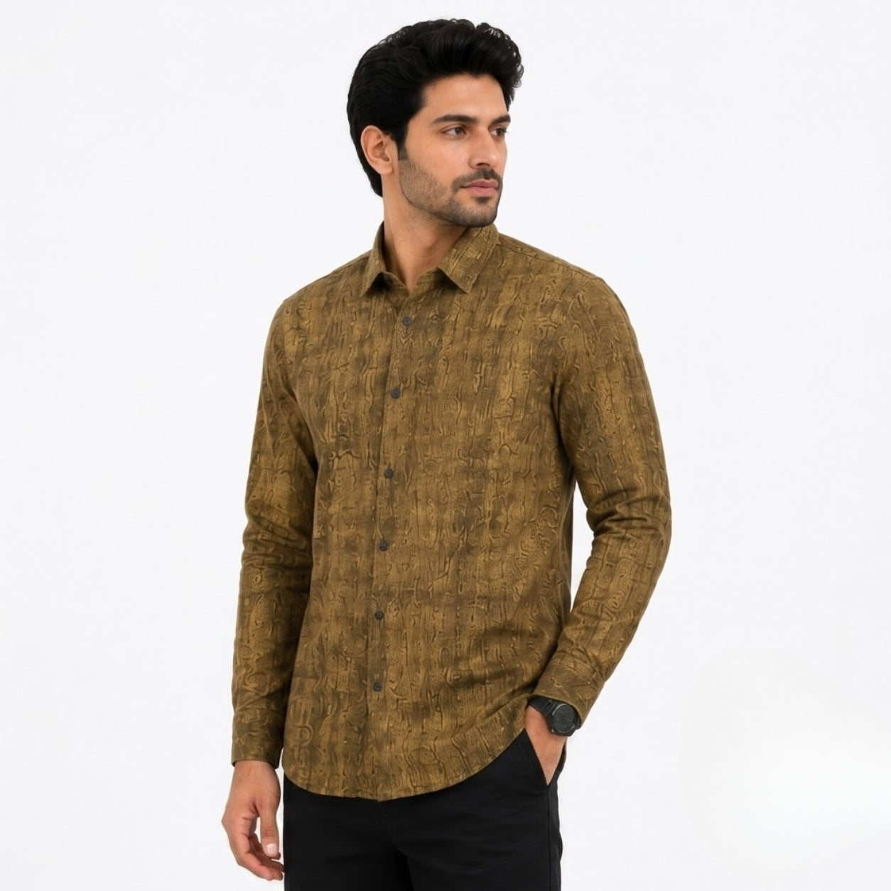 XC-6339 BROWN IMPORTED FABRIC SHIRT