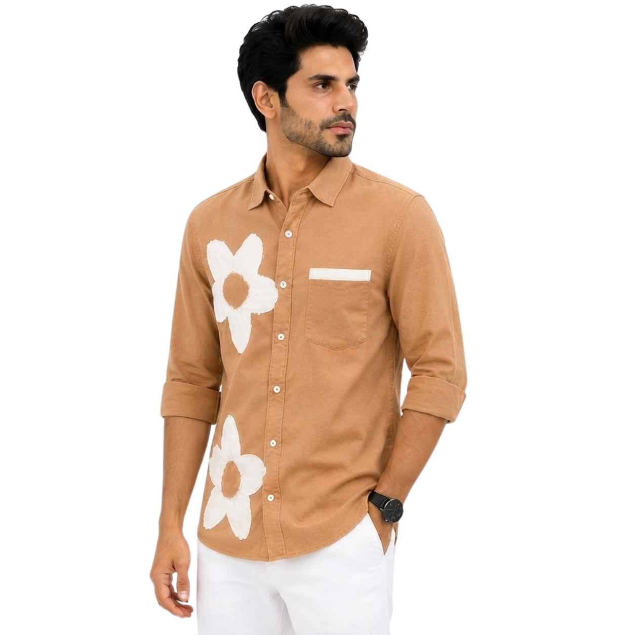 BS-965 FLOWER CREATION LINAN BROWN SHIRT