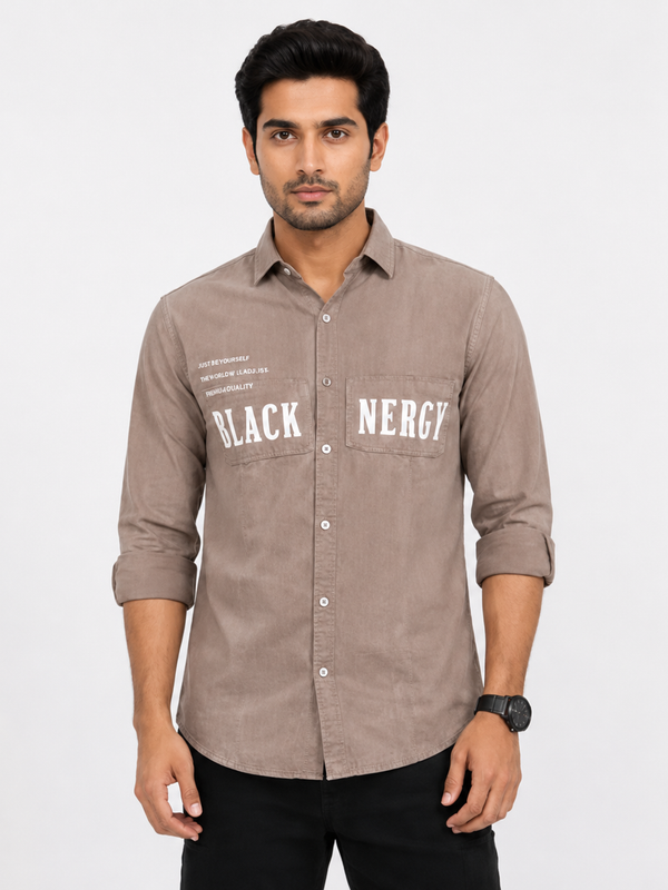 OB-690 CLASSIC LOOK BROWN IMPOTED SHIRT
