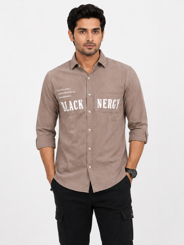 OB-690 CLASSIC LOOK BROWN IMPOTED SHIRT