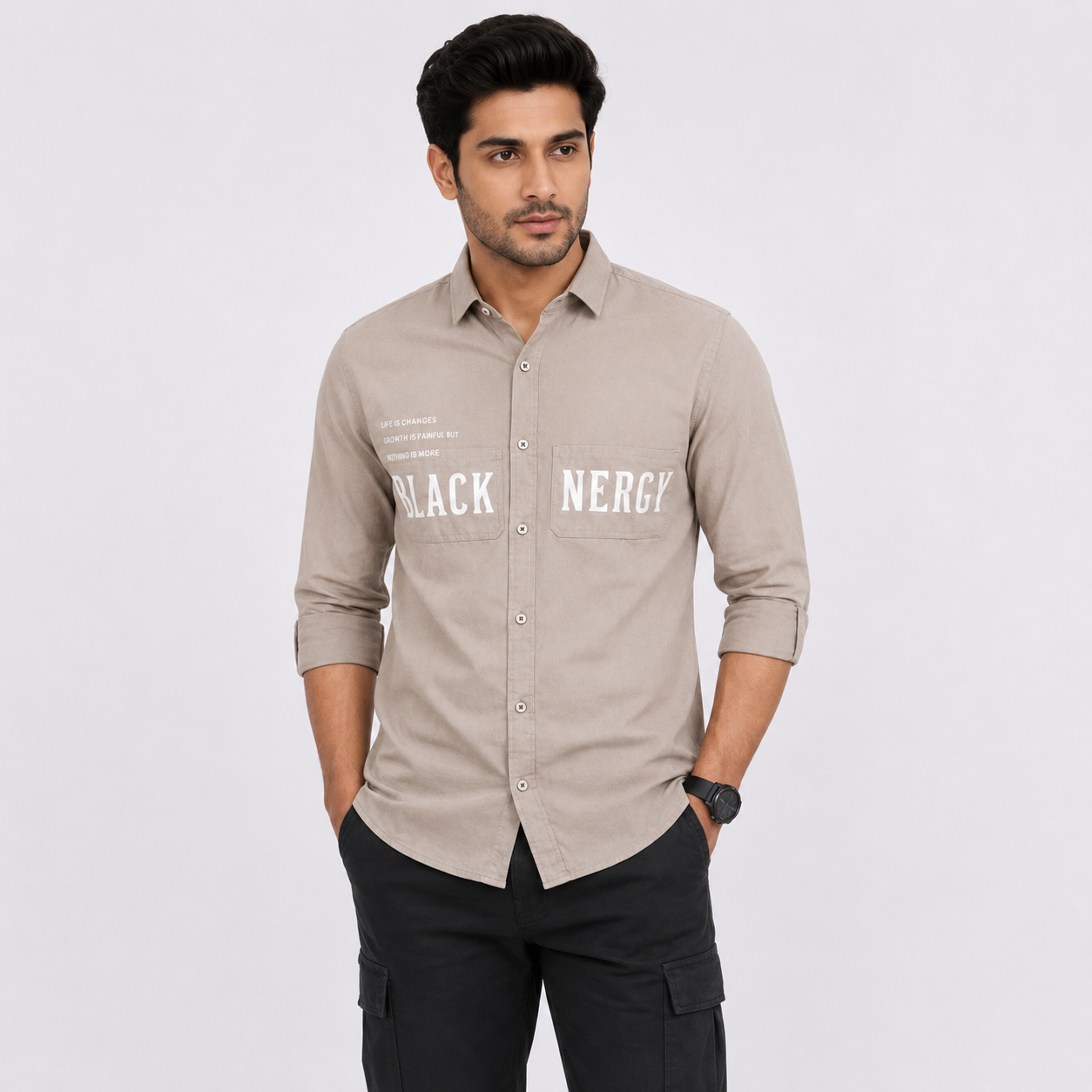 OB-690 CLASSIC LOOK GREY IMPOTED SHIRT