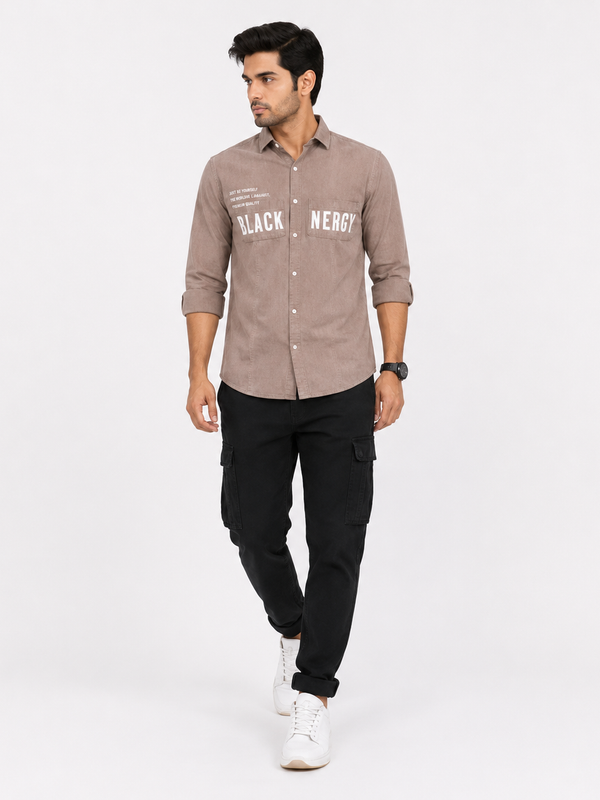 OB-690 CLASSIC LOOK BROWN IMPOTED SHIRT
