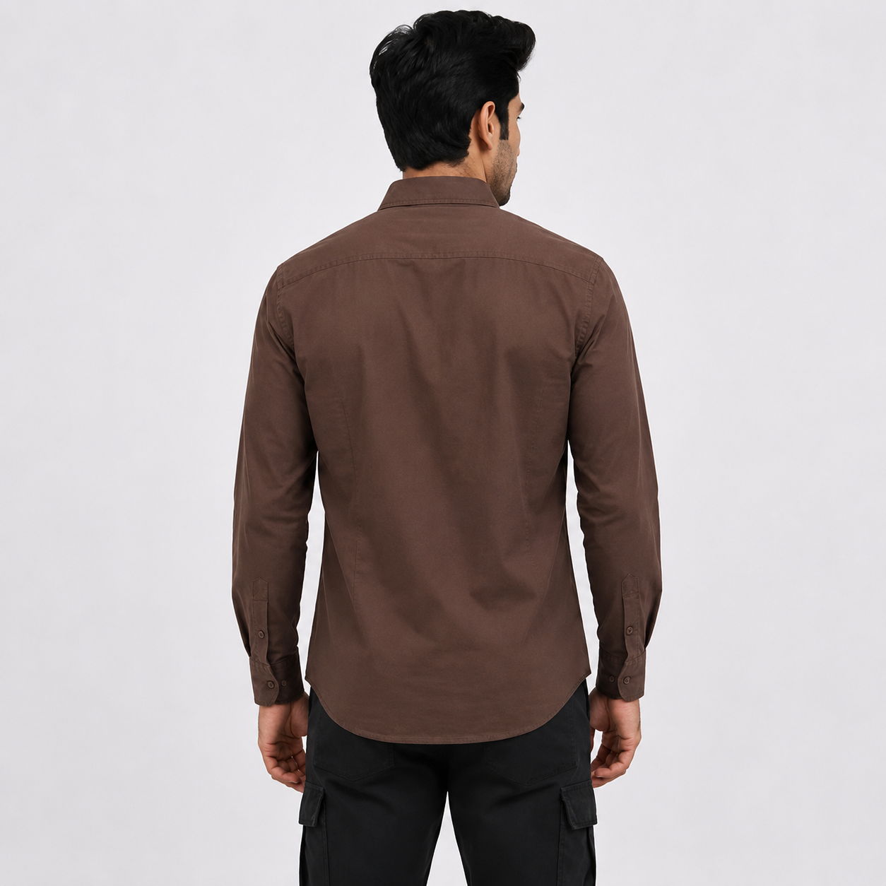 TGT 727-2 HOURSE PRINTED BROWN SHIRT