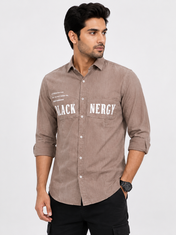 OB-690 CLASSIC LOOK BROWN IMPOTED SHIRT